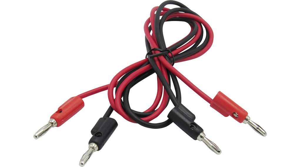 Banankontakt till testkabel, 4mm 900mm Röd / Svart